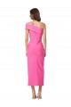 Fucsia Cubierta Un Hombre Midi Crepé Elástico Largo Formales Vestidos de dama de honor / Vestidos de fiesta / Vestidos de cóctel Tiendas