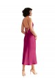 Fucsia línea A Cuello en V Midi Satén elástico Corto Formales Vestidos de dama de honor / Vestidos de fiesta / Vestidos de cóctel Tiendas