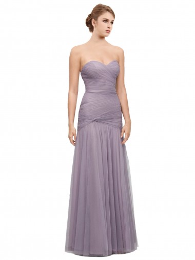 Heather Sirena Cuello de Corazón Tul Largo Vestidos de dama de honor Tiendas