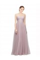 Light Lilac línea A Cuello de Corazón Tul Encaje Largo Vestidos de dama de honor Tiendas