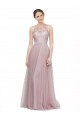 Light Lilac línea A Cuello de Corazón Tul Encaje Largo Vestidos de dama de honor Tiendas