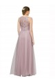 Light Lilac línea A Cuello de Corazón Tul Encaje Largo Vestidos de dama de honor Tiendas