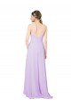 Lila Cubierta Cuello en V Gasa Largo Asimétrico Vestidos de dama de honor Tiendas