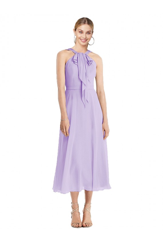 Lila línea A Halter Gasa Corto Vestidos de dama de honor / Vestidos de cóctel Tiendas