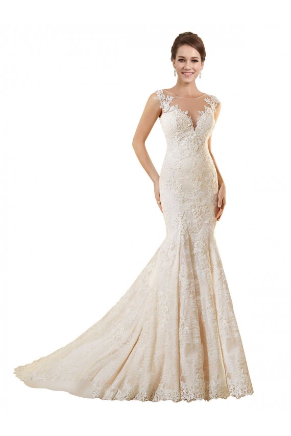 Marfil & Champán Sirena Ilusión Cola capilla Encaje Vestidos de novia Tiendas
