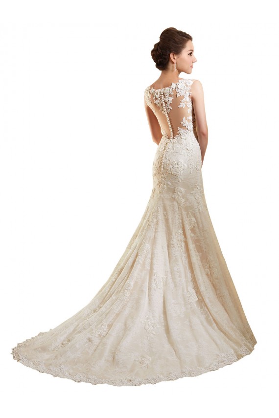 Marfil & Champán Sirena Ilusión Cola capilla Encaje Vestidos de novia Tiendas