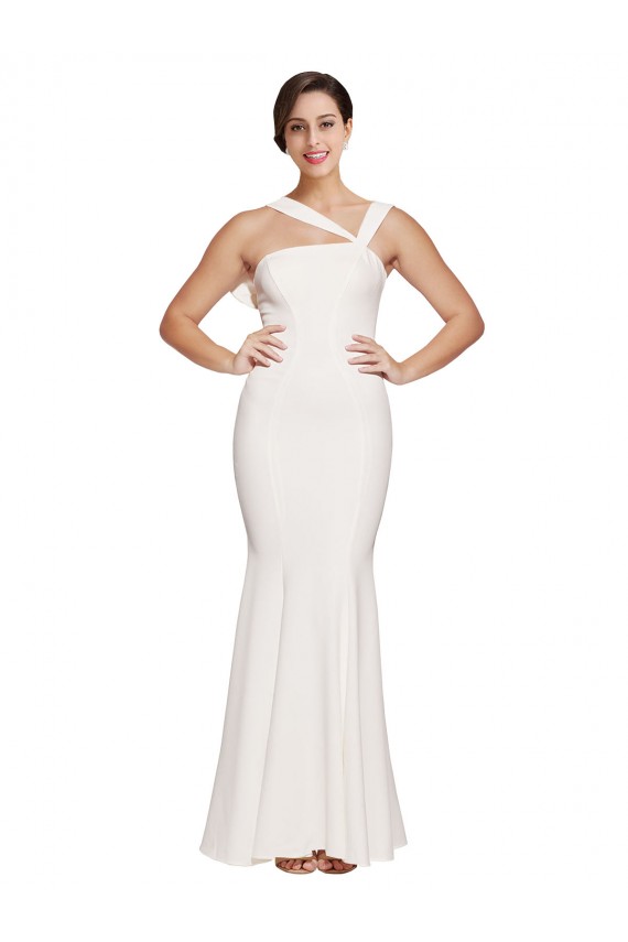 Marfil Cubierta Cuadrado Crepé Elástico Largo Formales Vestidos de dama de honor / Vestidos de fiesta Tiendas