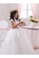 Marfil Cuello de Corazón Tul Encaje Largo vestidos de niña de las flores Tiendas
