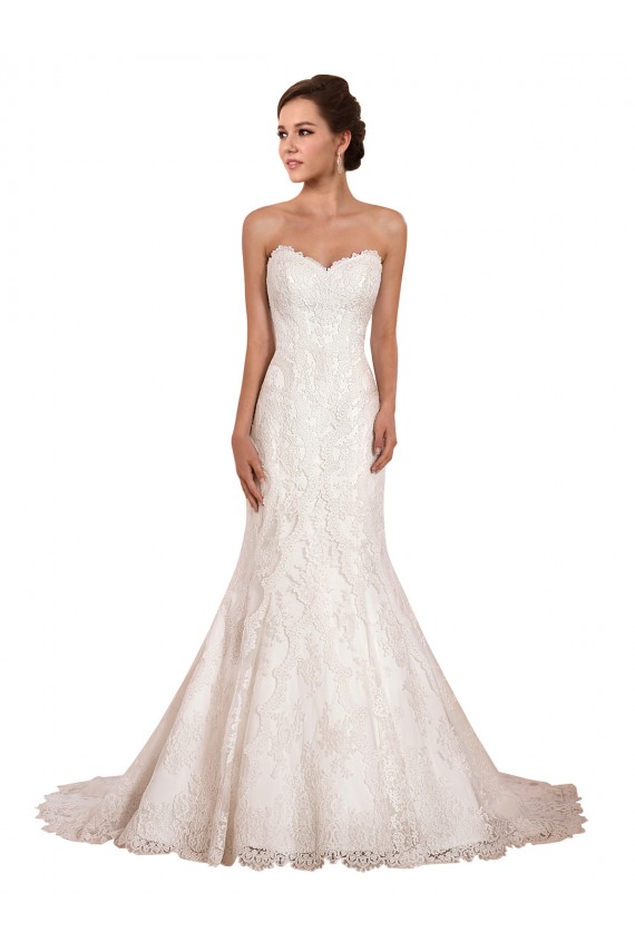 Marfil Sirena Cuello de Corazón Cola capilla Encaje Vestidos de novia Tiendas