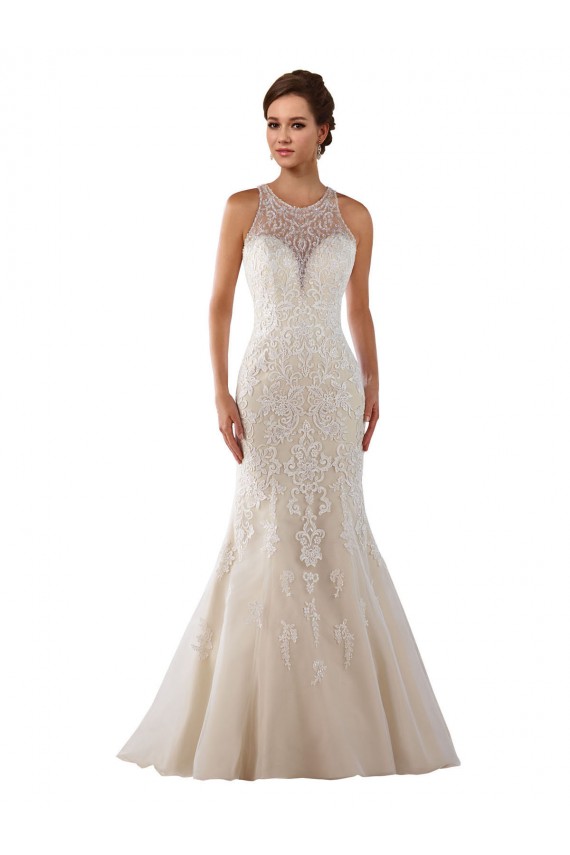 Marfil Sirena Cuello de Corazón Cola capilla Encaje Vestidos de novia Tiendas