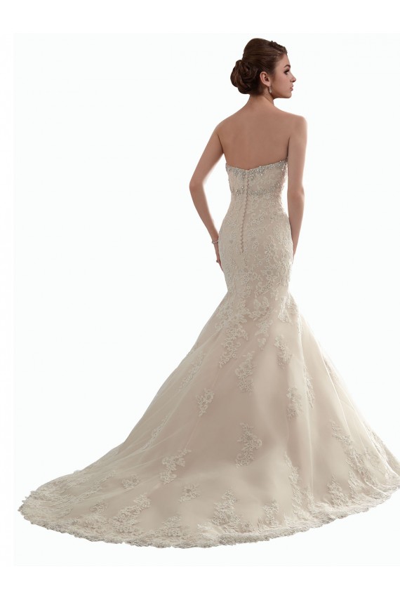 Marfil Sirena Cuello de Corazón Cola capilla Tul Encaje Clásico Vestidos de novia Tiendas