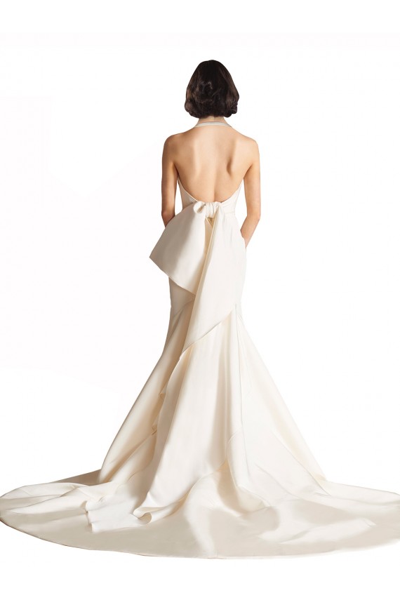 Marfil Sirena Halter Cola capilla Satén Playa Vestidos de novia Tiendas