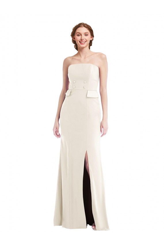 Marfil Trompeta Sin tirantes Crepé Elástico Largo Vestidos de dama de honor / Vestidos de fiesta Tiendas
