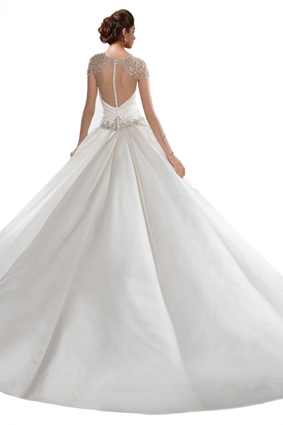Marfil línea A Cuello de Corazón Cola capilla Satén Vestidos de novia Tiendas
