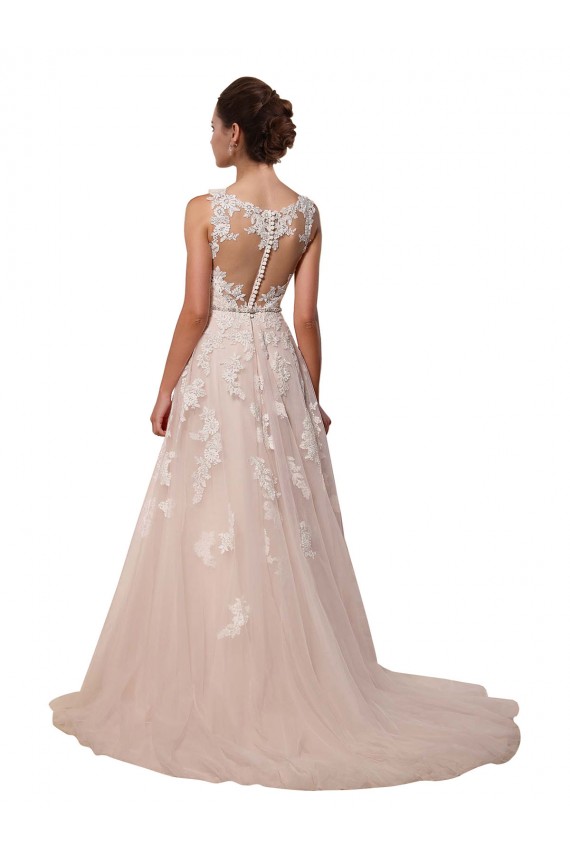 Marfil línea A Cuello de Corazón Cola capilla Tul Encaje Vestidos de novia Tiendas