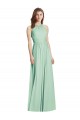 Menta Verde línea A Halter Gasa Largo Vestidos de dama de honor Tiendas