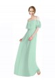 Menta Verde línea A Hombros Descubiertos Tirantes espagueti Gasa Largo Vestidos de dama de honor Tiendas
