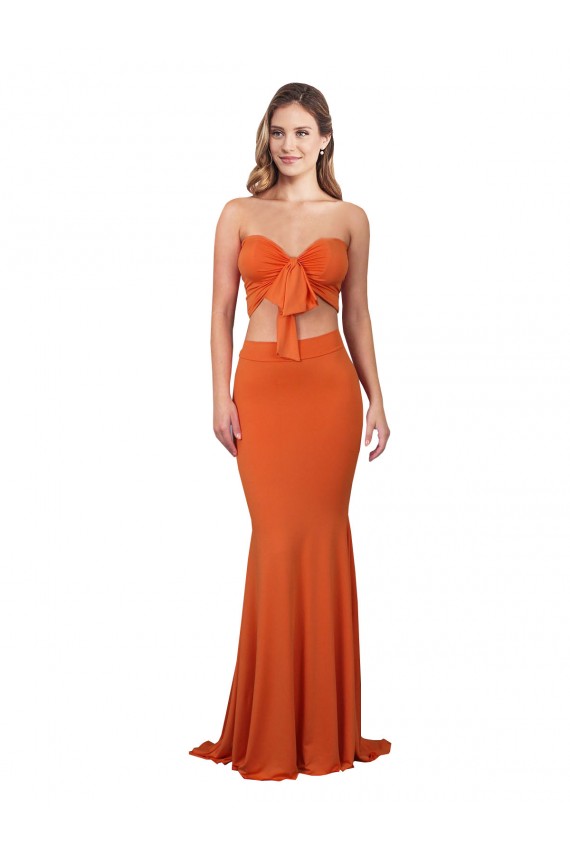 Naranja Sirena Sin tirantes Spandex Largo Formales Vestidos de dama de honor / Vestidos de fiesta Tiendas