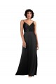 Negro Columna Cuello en V Satén sedoso Largo Asimétrico Formales Vestidos de dama de honor / Vestidos de fiesta Tiendas