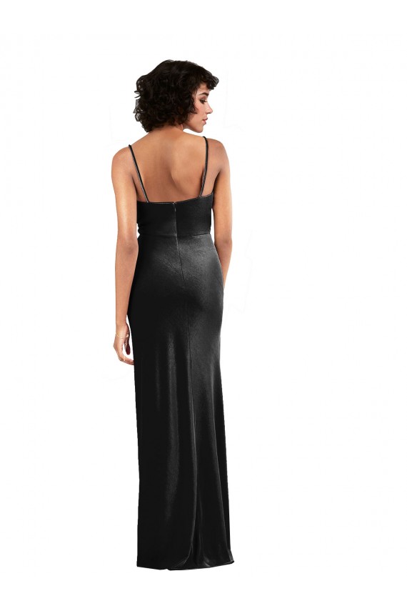 Negro Columna Terciopelo Elástico Largo Formales Vestidos de dama de honor / Vestidos de fiesta Tiendas