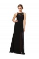 Negro Cubierta Cuello Alto Gasa Encaje Largo Vestidos de dama de honor Tiendas