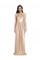 Oro Cubierta Halter Cuello Alto Lentejuela Largo Formales Vestidos de dama de honor / Vestidos de fiesta Tiendas