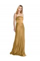 Oro línea A Sin tirantes Satén elástico Largo Formales Vestidos de dama de honor / Vestidos de fiesta Tiendas