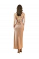 Oro rosa Cubierta Midi Satén sedoso Corto Formales Vestidos de dama de honor / Vestidos de fiesta / Vestidos de cóctel Tiendas