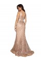 Oro rosa Sirena Cuello en V Lentejuela Lentejuelas brillantes Largo Formales Vestidos de dama de honor / Vestidos de fiesta Tiendas