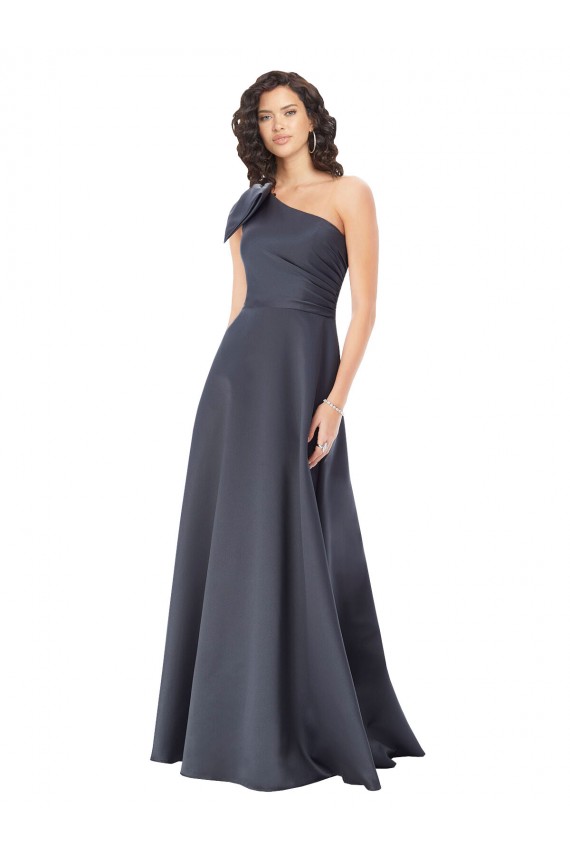 Pizarra gris línea A Un Hombre Satén Largo Formales Vestidos de dama de honor / Vestidos de fiesta Tiendas