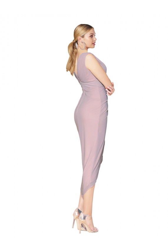 Primavera Sirena Cuello en V Cuello Alto Cóctel Gasa Corto Asimétrico Formales Vestidos de dama de honor / Vestidos de fiesta Tiendas