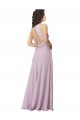 Resplandor rosa línea A Halter Cuello Alto Gasa Largo Vestidos de dama de honor Tiendas