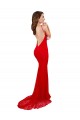 Rojo Sirena Cuello Alto Encaje Largo Formales Vestidos de dama de honor / Vestidos de fiesta Tiendas
