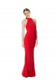 Rojo Sirena Halter Cuello Alto Crepé Elástico Largo Formales Vestidos de dama de honor / Vestidos de fiesta Tiendas