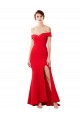 Rojo Sirena Hombros Descubiertos Crepé Elástico Largo Formales Vestidos de dama de honor / Vestidos de fiesta Tiendas