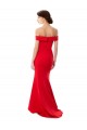 Rojo Sirena Hombros Descubiertos Crepé Elástico Largo Formales Vestidos de dama de honor / Vestidos de fiesta Tiendas