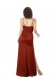 Rojo línea A Tirantes espagueti Cuadrado Satén sedoso Largo Formales Vestidos de dama de honor / Vestidos de fiesta Tiendas