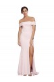 Rosa Cubierta Cuadrado Barrer tren Crepé Elástico Largo Formales Vestidos de dama de honor / Vestidos de fiesta Tiendas