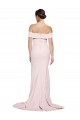 Rosa Cubierta Cuadrado Barrer tren Crepé Elástico Largo Formales Vestidos de dama de honor / Vestidos de fiesta Tiendas