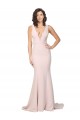 Rosa Cubierta Cuello en V Barrer tren Crepé Elástico Largo Formales Vestidos de dama de honor / Vestidos de fiesta Tiendas