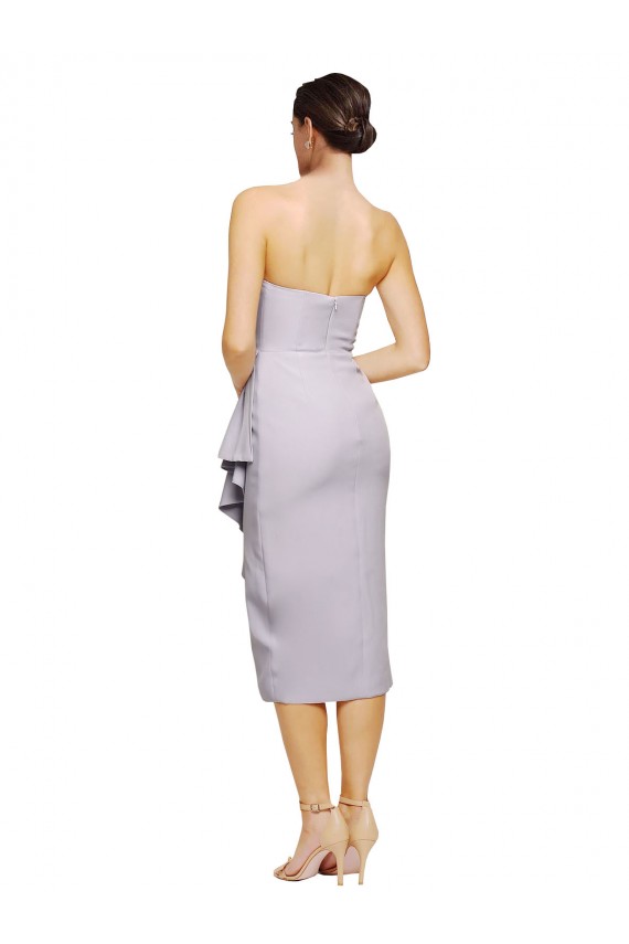 Lila ártica Cubierta Sin tirantes Midi Crepé Elástico Corto Asimétrico Formales Vestidos de dama de honor / Vestidos de fiesta / Vestidos de cóctel Tiendas