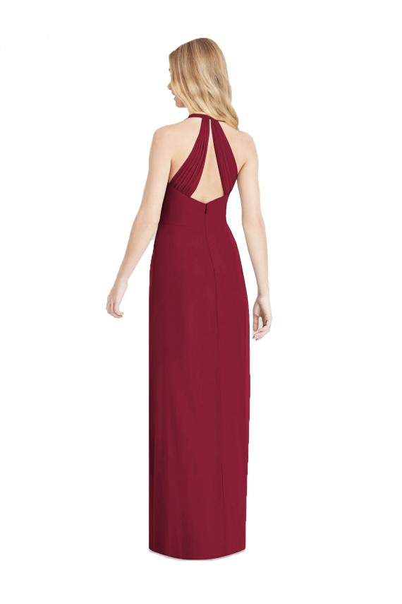 Rosa Del Desierto Trompeta Halter Cuello en V Gasa Largo Formales Vestidos de dama de honor / Vestidos de noche Tiendas