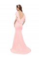 Rosa Sirena Cuello en V Gasa Largo Vestidos de dama de honor Tiendas
