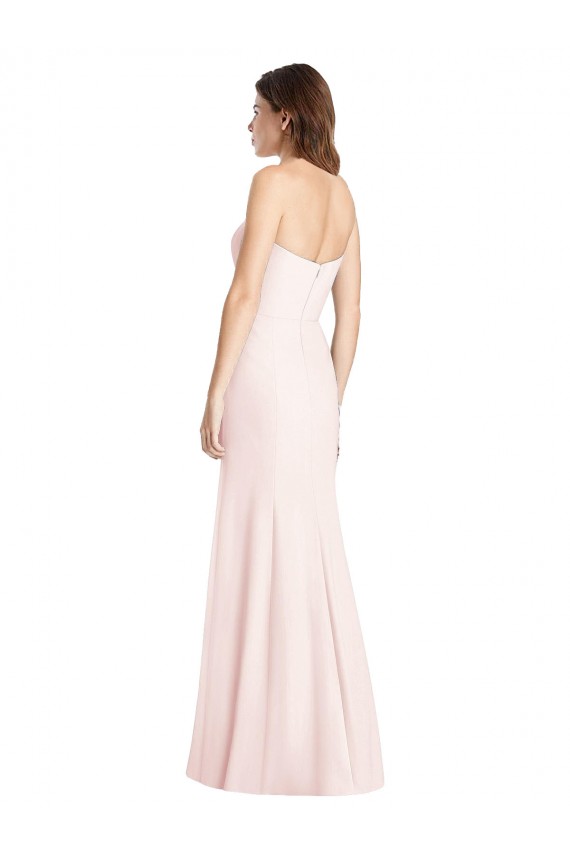 Rosa Trompeta Cuello de Corazón Sin tirantes Crepé Elástico Largo Vestidos de dama de honor / Vestidos de fiesta Tiendas