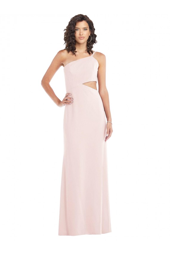 Rosa Trompeta Un Hombre Crepé Elástico Largo Formales Vestidos de dama de honor / Vestidos de fiesta Tiendas