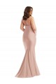 Rosa empolvado Sirena Halter Satén sedoso Largo Formales Vestidos de dama de honor / Vestidos de fiesta Tiendas