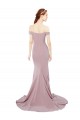 Rosa empolvado Sirena Hombros Descubiertos Barrer tren Crepé Elástico Largo Formales Vestidos de dama de honor / Vestidos de fiesta Tiendas