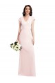 Rosa línea A Cuello en V Crepé Elástico Largo Formales Vestidos de dama de honor / Vestidos de fiesta Tiendas