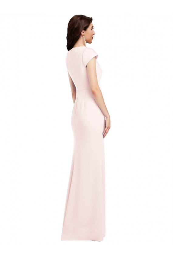 Rosa línea A Cuello en V Crepé Elástico Largo Formales Vestidos de dama de honor / Vestidos de fiesta Tiendas