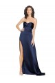 Sapphire línea A Cuello Alto Satén sedoso Largo Formales Vestidos de dama de honor / Vestidos de fiesta Tiendas